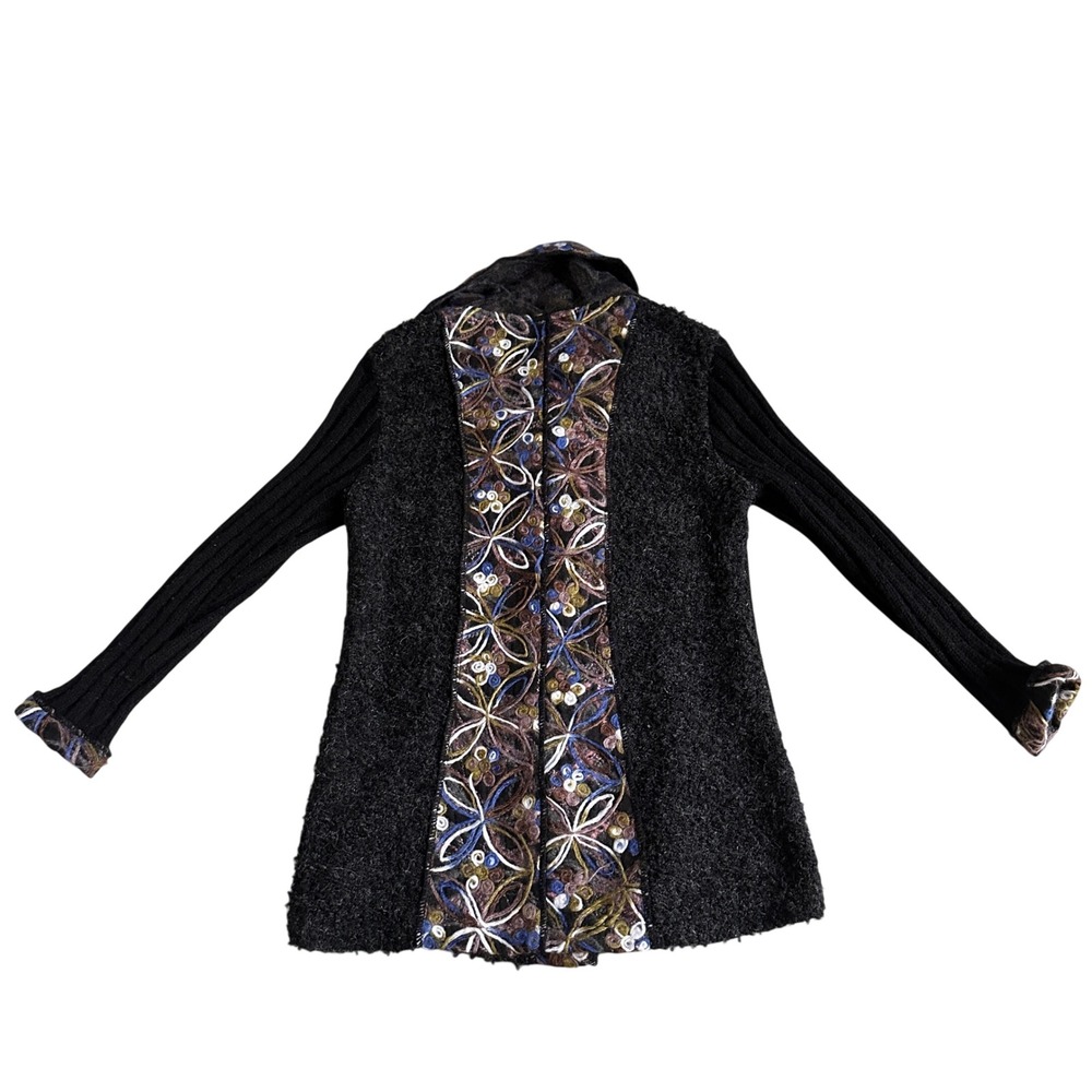 Y2K Sioni‎ Wool Mohair Cardigan Womens L Fairy Whimsigoth Floral Boho Sweater - Picture 2 of 6
